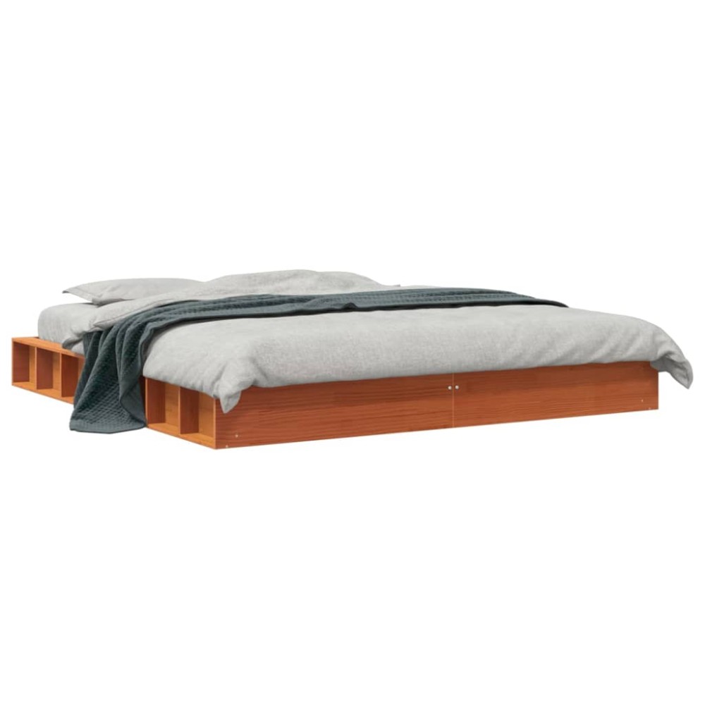 vidaXL Cadru de pat fără saltea, maro ceruit 200x200 cm lemn masiv pin