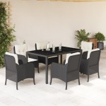 vidaXL Set mobilier de grădină cu perne, 7 piese, negru, poliratan vidaXL Set mobilier de grădină cu perne, 7 piese, negru, poliratan