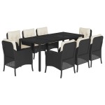 vidaXL Set mobilier de grădină cu perne, 9 piese, negru, poliratan vidaXL Set mobilier de grădină cu perne, 9 piese, negru, poliratan