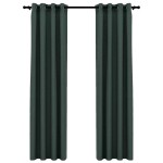 vidaXL Perdele opace aspect pânză cu ocheți 2 buc verde 140x225 cm vidaXL Perdele opace aspect pânză cu ocheți 2 buc verde 140x225 cm