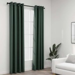 vidaXL Perdele opace aspect pânză cu ocheți 2 buc verde 140x225 cm vidaXL Perdele opace aspect pânză cu ocheți 2 buc verde 140x225 cm
