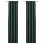 vidaXL Draperii opace, aspect in, cu ocheți, 2 buc., verde, 140x245 cm vidaXL Draperii opace, aspect in, cu ocheți, 2 buc., verde, 140x245 cm