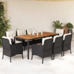 vidaXL Set mobilier de grădină cu perne, 9 piese, negru, poliratan vidaXL Set mobilier de grădină cu perne, 9 piese, negru, poliratan