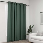 vidaXL Perdea opacă, aspect pânză, cu ocheți, verde, 290x245 cm vidaXL Perdea opacă, aspect pânză, cu ocheți, verde, 290x245 cm