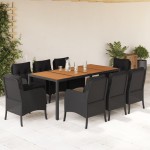 vidaXL Set mobilier de grădină cu perne, 9 piese, negru, poliratan vidaXL Set mobilier de grădină cu perne, 9 piese, negru, poliratan