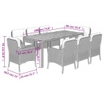 vidaXL Set mobilier grădină cu perne, 9 piese, gri, poliratan