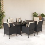 vidaXL Set mobilier de grădină cu perne, 7 piese, negru, poliratan vidaXL Set mobilier de grădină cu perne, 7 piese, negru, poliratan