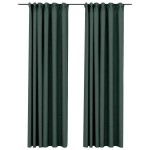 vidaXL Perdele opace aspect pânză, cârlige, 2 buc. verde, 140x225 cm vidaXL Perdele opace aspect pânză, cârlige, 2 buc. verde, 140x225 cm