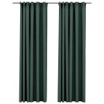 vidaXL Draperii opace aspect in, cu cârlige, 2 buc. verde, 140x245 cm vidaXL Draperii opace aspect in, cu cârlige, 2 buc. verde, 140x245 cm