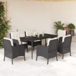 vidaXL Set mobilier de grădină cu perne, 7 piese, negru, poliratan vidaXL Set mobilier de grădină cu perne, 7 piese, negru, poliratan