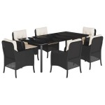 vidaXL Set mobilier de grădină cu perne, 7 piese, negru, poliratan vidaXL Set mobilier de grădină cu perne, 7 piese, negru, poliratan