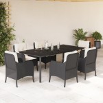 vidaXL Set mobilier de grădină cu perne, 7 piese, negru, poliratan vidaXL Set mobilier de grădină cu perne, 7 piese, negru, poliratan
