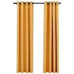 vidaXL Perdele opace aspect pânză cu ocheți 2 buc. 140x225 cm galben vidaXL Perdele opace aspect pânză cu ocheți 2 buc. 140x225 cm galben