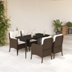 vidaXL Set mobilier de grădină, 5 piese, cu perne, maro, poliratan vidaXL Set mobilier de grădină, 5 piese, cu perne, maro, poliratan