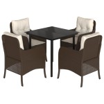 vidaXL Set mobilier de grădină, 5 piese, cu perne, maro, poliratan vidaXL Set mobilier de grădină, 5 piese, cu perne, maro, poliratan