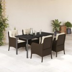 vidaXL Set mobilier de grădină, 5 piese, cu perne, maro, poliratan vidaXL Set mobilier de grădină, 5 piese, cu perne, maro, poliratan