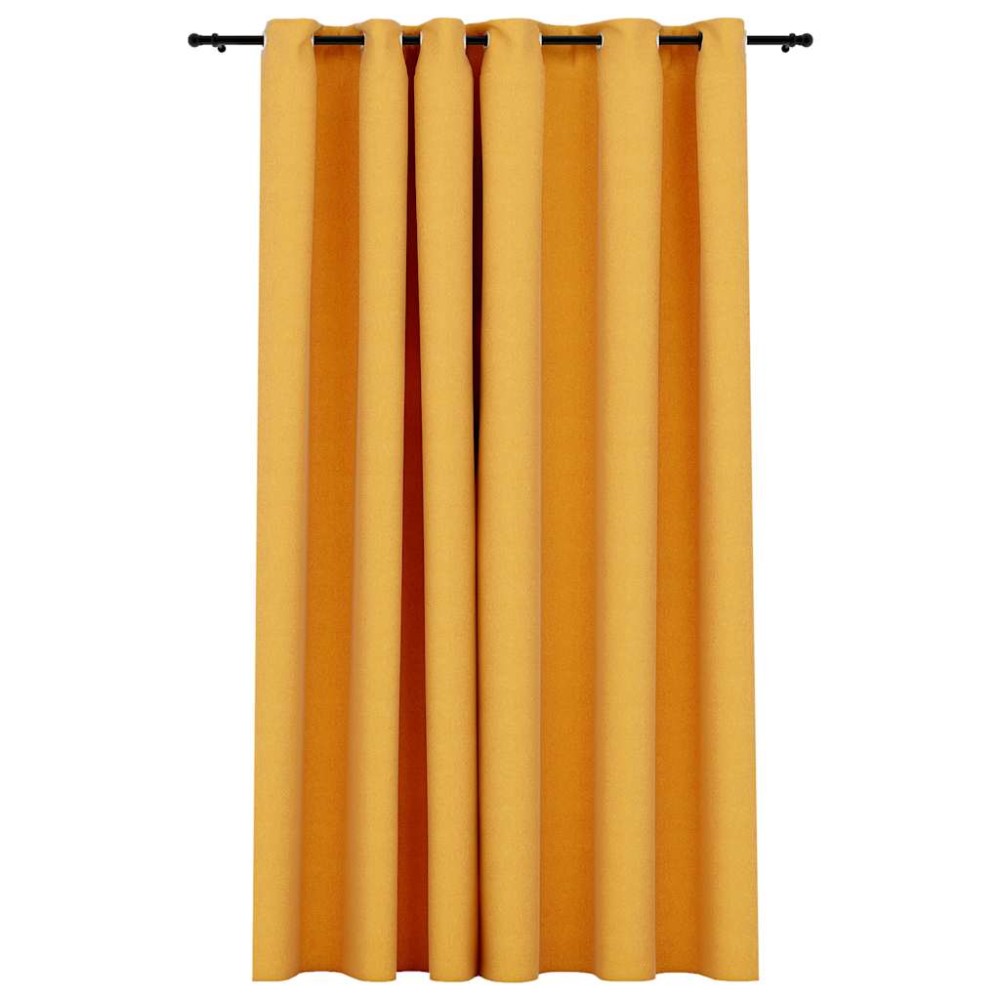 vidaXL Perdea opacă, aspect pânză, cu ocheți, galben, 290x245 cm