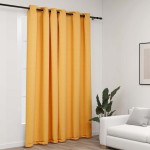 vidaXL Perdea opacă, aspect pânză, cu ocheți, galben, 290x245 cm vidaXL Perdea opacă, aspect pânză, cu ocheți, galben, 290x245 cm