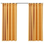 vidaXL Draperii opace aspect in, cârlige, 2 buc., galben, 140 x 175 cm vidaXL Draperii opace aspect in, cârlige, 2 buc., galben, 140 x 175 cm