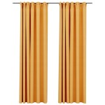 vidaXL Draperii opace aspect in, cârlige, 2 buc., galben, 140x245 cm vidaXL Draperii opace aspect in, cârlige, 2 buc., galben, 140x245 cm