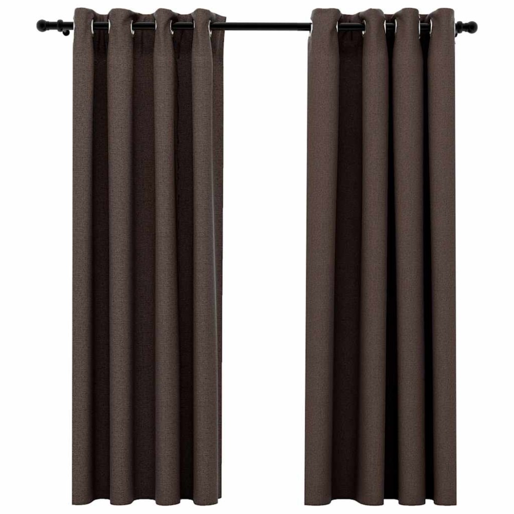 vidaXL Perdele opace aspect pânză ocheți 2 buc. gri taupe 140x175 cm