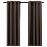 vidaXL Perdele opace aspect pânză ocheți 2 buc. gri taupe 140x175 cm vidaXL Perdele opace aspect pânză ocheți 2 buc. gri taupe 140x175 cm