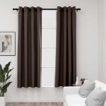 vidaXL Perdele opace aspect pânză ocheți 2 buc. gri taupe 140x175 cm vidaXL Perdele opace aspect pânză ocheți 2 buc. gri taupe 140x175 cm