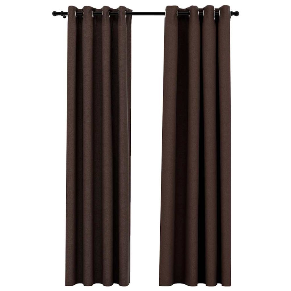 vidaXL Perdele opace aspect pânză ocheți 2 buc. gri taupe 140x225 cm