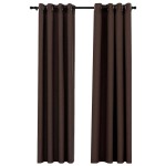 vidaXL Perdele opace, aspect pânză, ocheți, 2 buc., taupe, 140x245 cm