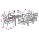 vidaXL Set mobilier de grădină cu perne, 9 piese, negru, poliratan