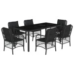 vidaXL Set mobilier de grădină cu perne, 7 piese, negru, poliratan vidaXL Set mobilier de grădină cu perne, 7 piese, negru, poliratan