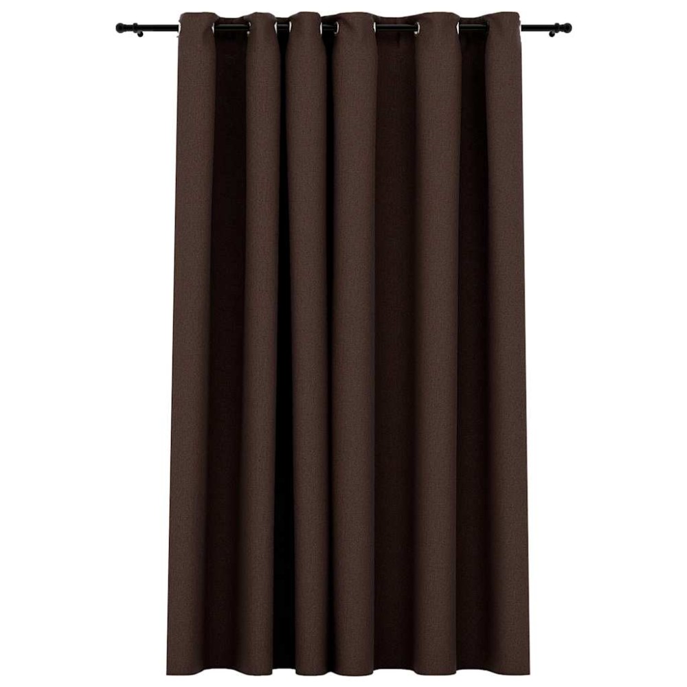 vidaXL Perdea opacă, aspect pânză, cu ocheți, gri taupe, 290x245 cm
