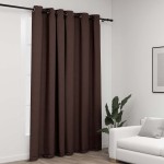 vidaXL Perdea opacă, aspect pânză, cu ocheți, gri taupe, 290x245 cm vidaXL Perdea opacă, aspect pânză, cu ocheți, gri taupe, 290x245 cm