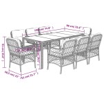 vidaXL Set mobilier grădină cu perne, 9 piese, gri, poliratan