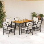 vidaXL Set mobilier de grădină cu perne, 7 piese, negru, poliratan vidaXL Set mobilier de grădină cu perne, 7 piese, negru, poliratan
