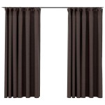 vidaXL Draperii opace aspect in, cârlige, 2 buc. gri taupe, 140x175 cm vidaXL Draperii opace aspect in, cârlige, 2 buc. gri taupe, 140x175 cm