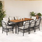 vidaXL Set mobilier de grădină cu perne, 9 piese, negru, poliratan vidaXL Set mobilier de grădină cu perne, 9 piese, negru, poliratan