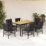 vidaXL Set mobilier de grădină cu perne, 7 piese, negru, poliratan vidaXL Set mobilier de grădină cu perne, 7 piese, negru, poliratan