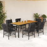 vidaXL Set mobilier de grădină cu perne, 7 piese, negru, poliratan vidaXL Set mobilier de grădină cu perne, 7 piese, negru, poliratan