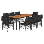 vidaXL Set mobilier de grădină cu perne, 9 piese, negru, poliratan vidaXL Set mobilier de grădină cu perne, 9 piese, negru, poliratan