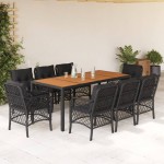 vidaXL Set mobilier de grădină cu perne, 9 piese, negru, poliratan vidaXL Set mobilier de grădină cu perne, 9 piese, negru, poliratan