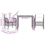 vidaXL Set bistro de grădină cu perne, 3 piese, gri, poliratan vidaXL Set bistro de grădină cu perne, 3 piese, gri, poliratan