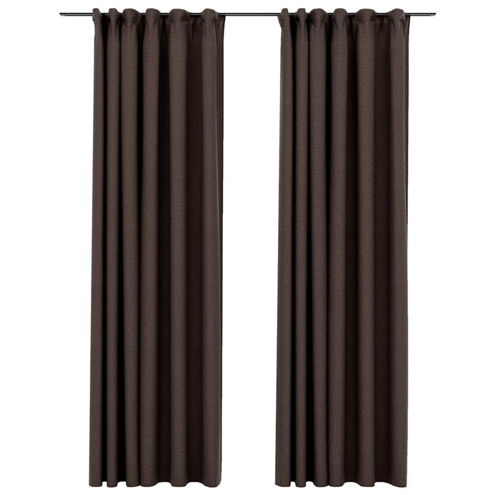 vidaXL Perdele opace aspect pânză cârlige 2 buc. gri taupe 140x225 cm