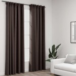 vidaXL Perdele opace aspect pânză cârlige 2 buc. gri taupe 140x225 cm vidaXL Perdele opace aspect pânză cârlige 2 buc. gri taupe 140x225 cm