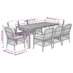 vidaXL Set mobilier grădină cu perne, 9 piese, gri, poliratan