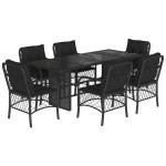 vidaXL Set mobilier de grădină cu perne, 7 piese, negru, poliratan vidaXL Set mobilier de grădină cu perne, 7 piese, negru, poliratan