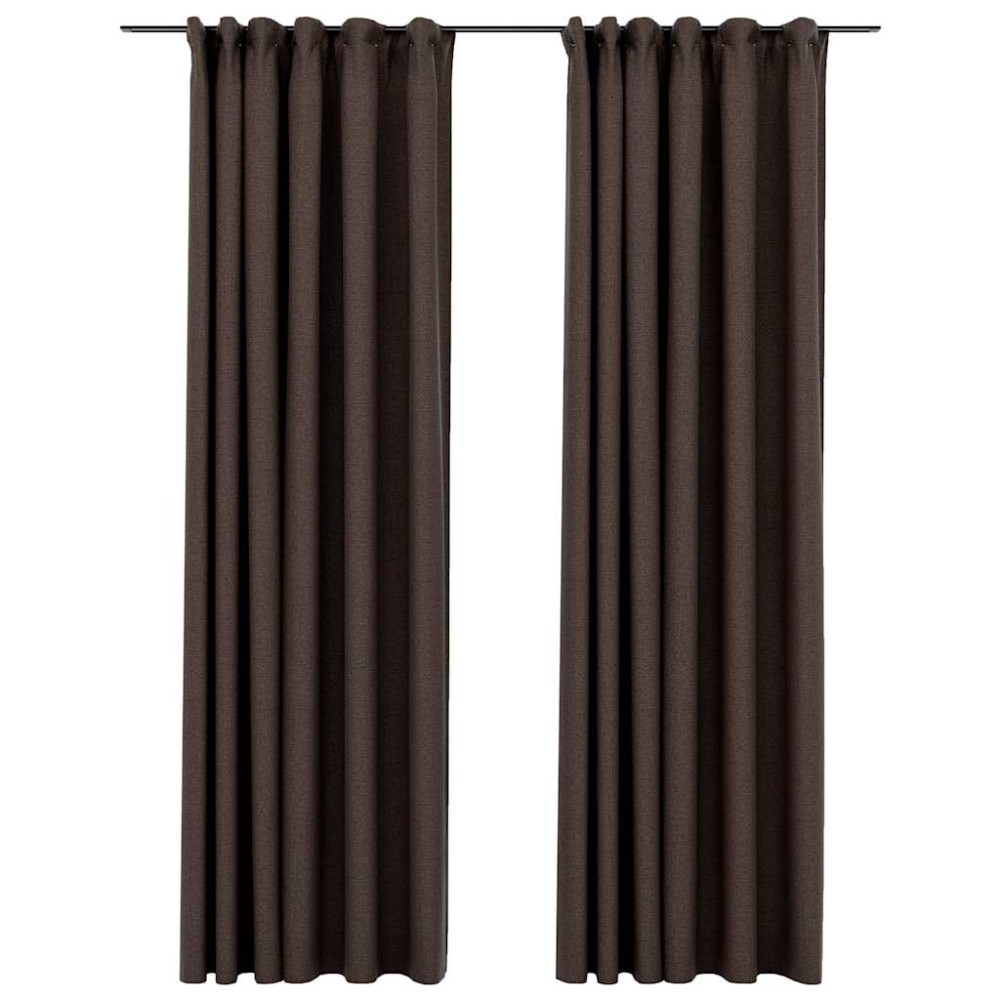 vidaXL Draperii opace aspect pânză cârlige 2 buc. gri taupe 140x245 cm