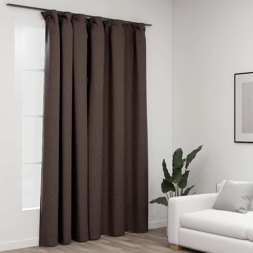 vidaXL Draperie opacă, aspect de in, gri taupe, 290x245 cm, cu cârlige