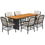vidaXL Set mobilier de grădină cu perne, 7 piese, negru, poliratan vidaXL Set mobilier de grădină cu perne, 7 piese, negru, poliratan