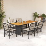 vidaXL Set mobilier de grădină cu perne, 7 piese, negru, poliratan vidaXL Set mobilier de grădină cu perne, 7 piese, negru, poliratan